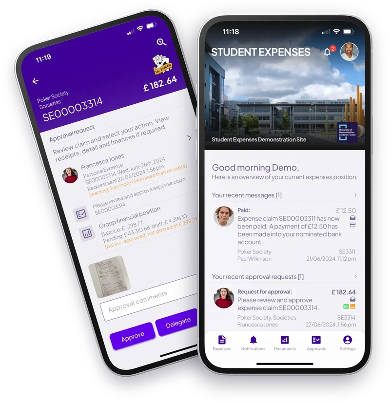 Student Expenses on phone, tablet and web